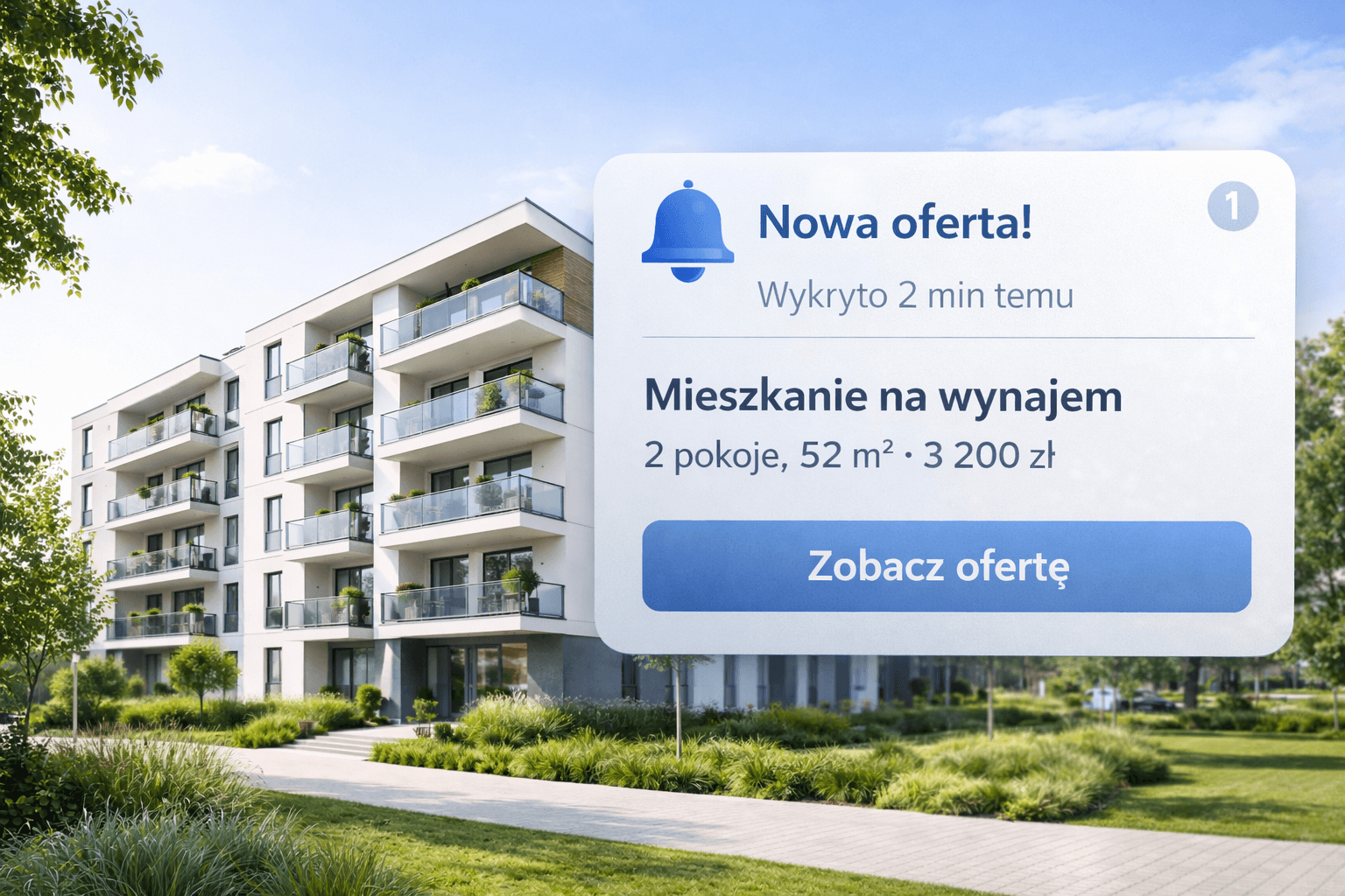 Przykład powiadomienia o nowej ofercie